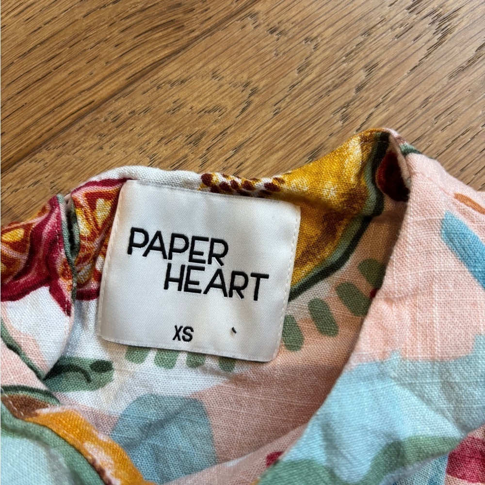 Anthropologie Paper Heart Fruit Sleeveless Linen Blend Mini Dress Size XS - Picture 3 of 8